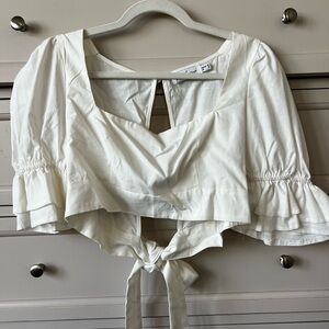 Petal & Pup White Ruffle Tie-Back Top